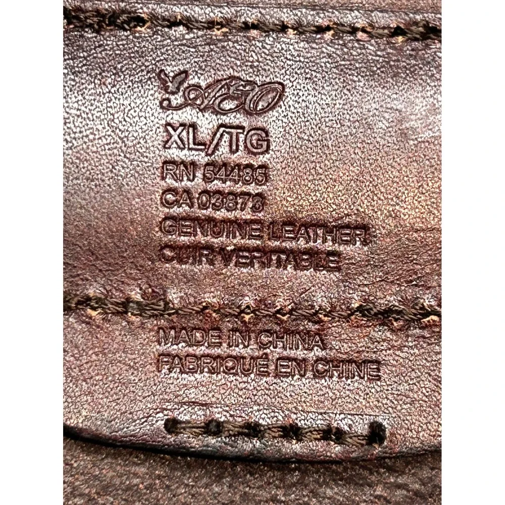 American Eagle Belt Womens XL Brown Genuine Leather Floral Laser Cut Boho Wide